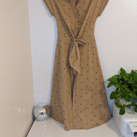 Wyatt Wylde tan and black polka dot midi dress - Picture 6 of 7